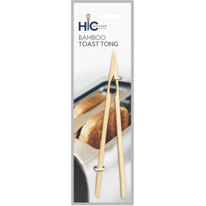 HIC Kitchen Toast Tongs, Natural Bamboo, 6.5-Inches