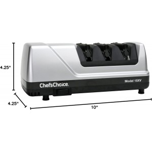 Chef’sChoice 15XV EdgeSelect Professional Electric Knife Sharpener with 100-Percent Diamond Abrasives and Precision Angle Guides for Straight Edge and Serrated Knives, 3-Stage, Gray