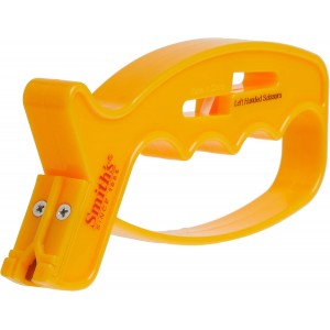Smith’s JIFF-S 10-Sec Knife & Scissors Sharpener - Right & Left-Handed Scissors - Carbide Blades - Outdoor Sharpener for Pocket, Hunting, Fishing & Kitchen Knives - Handheld Pullover Sharpener