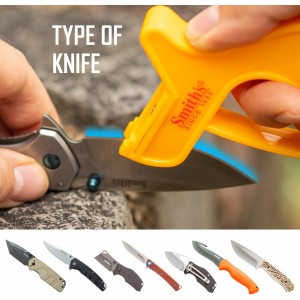 Smith’s JIFF-S 10-Sec Knife & Scissors Sharpener - Right & Left-Handed Scissors - Carbide Blades - Outdoor Sharpener for Pocket, Hunting, Fishing & Kitchen Knives - Handheld Pullover Sharpener