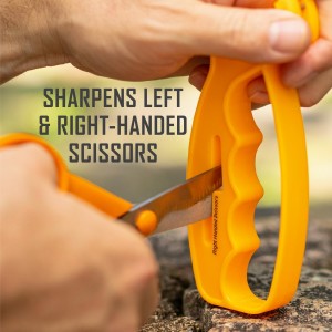 Smith’s JIFF-S 10-Sec Knife & Scissors Sharpener - Right & Left-Handed Scissors - Carbide Blades - Outdoor Sharpener for Pocket, Hunting, Fishing & Kitchen Knives - Handheld Pullover Sharpener