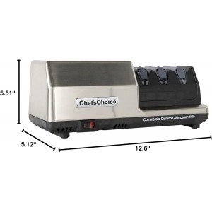 Chef'sChoice Professional Commercial Electric Knife Sharpener Edge Select With 20-Degree Sharpening Module 100-Percent Diamond Abrasives And Precision Angle Guides NSF Approved, 3-Stage, Silver