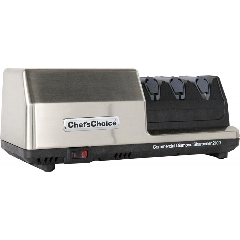 Chef'sChoice Professional Commercial Electric Knife Sharpener Edge Select With 20-Degree Sharpening Module 100-Percent Diamond Abrasives And Precision Angle Guides NSF Approved, 3-Stage, Silver