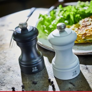 Peugeot Bistro Duo 2/24291 Manual Salt and Pepper Mill Set - Classic Adjustable Grinder, Beechwood, 4inch, Black and White