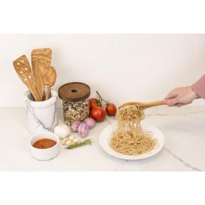 Eddington 50016 Italian Olive Wood Pasta Server, Handcrafted in Europe, Brown, 12-Inches