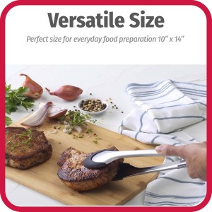 Everyday 10" x 14" Bamboo Cutting Board, Durable Edge-Grain Wood, Moisture-Resistant, Knife-Friendly, Wooden Chopping Board for Kitchen, Low-Maintenance, Natural Bamboo