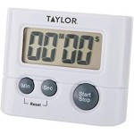 Taylor Digital Timer with 99 Minute 59 Second Display, Easy to Use, White Compact Design for Kitchen Cooking, Baking, and Timing Needs