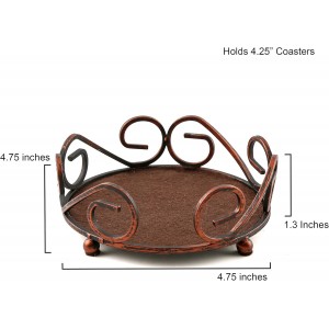 Thirstystone Bronze Cast Iron Scroll Coaster Holder Holds 4-4” Round Coasters