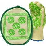 G & F 1688 Dupont Nomex & Kevlar Heat Resistant Oven Gloves, 3-Finger Oven Gloves & Pot Holder Set