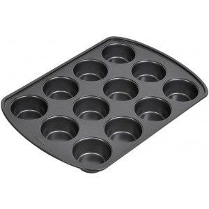 Wilton Gold Non-Stick 12 -Cup Muffin Pan, Cold-Rolled Steel Bakeware, Made without PFAS, 10.5 x 15 x 1.4 in, Packaging May Vary