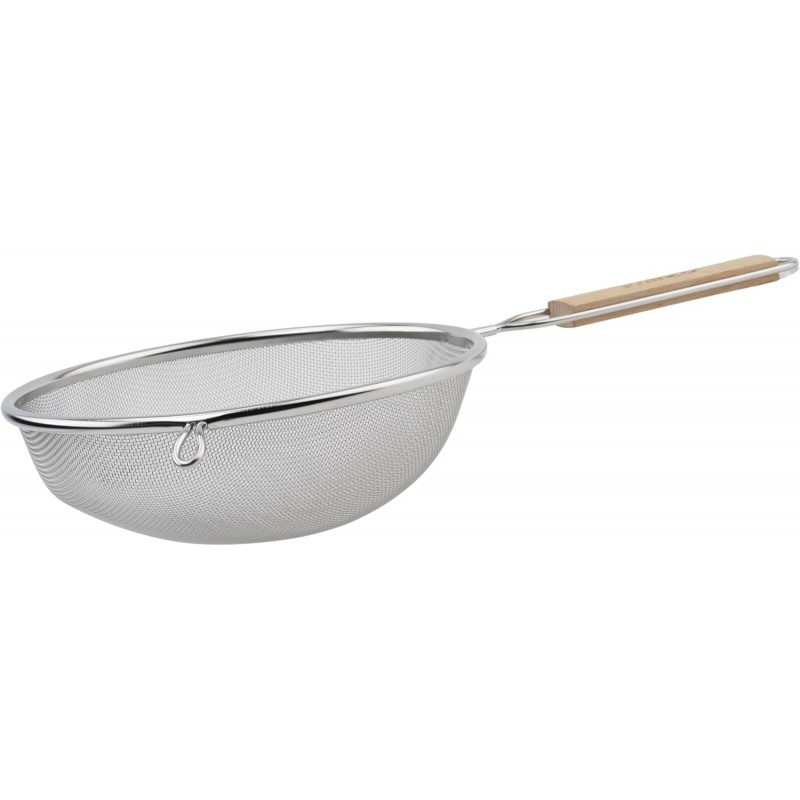 Winco Strainer with Single Fine Mesh, 8-Inch Diameter, Medium, Stainless Steel, Tan,Silver