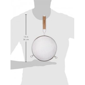 Winco MS3A-8D Strainer with Double Fine Mesh, 8-Inch Diameter, Medium, Stainless Steel, Tan