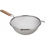 Winco MS3A-8D Strainer with Double Fine Mesh, 8-Inch Diameter, Medium, Stainless Steel, Tan