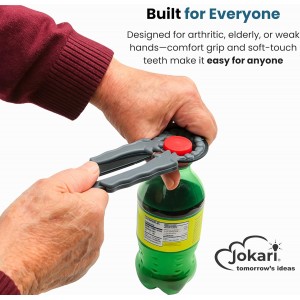 Jokari 3-Pack Multi Bottle Opener – Jar Lid Opener, Can Tab Lifter, Twist Cap Gripper – Ergonomic Kitchen Tool for Weak Hands or Arthritis – Opens Soda, Beer, Nail Polish, and More