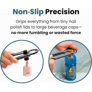 Jokari 3-Pack Multi Bottle Opener – Jar Lid Opener, Can Tab Lifter, Twist Cap Gripper – Ergonomic Kitchen Tool for Weak Hands or Arthritis – Opens Soda, Beer, Nail Polish, and More