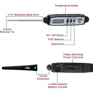 CDN Waterproof Digital Cooking Thermometer Instant Read 2.75