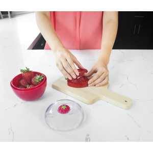 Joie Strawberry Slicer, Perfectly Even Fruit Cutter Tool, Ideal for Cakes, Pies and Garnishes, Cute Berry Shaped Kitchen Gadget, Stainless Steel, BPA-Free