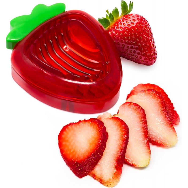 Joie Strawberry Slicer, Perfectly Even Fruit Cutter Tool, Ideal for Cakes, Pies and Garnishes, Cute Berry Shaped Kitchen Gadget, Stainless Steel, BPA-Free