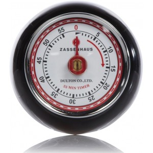 Zassenhaus Magnetic Retro Kitchen Timer, Classic Mechanical Cooking Timer (Black)