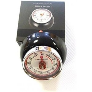 Zassenhaus Magnetic Retro Kitchen Timer, Classic Mechanical Cooking Timer (Black)