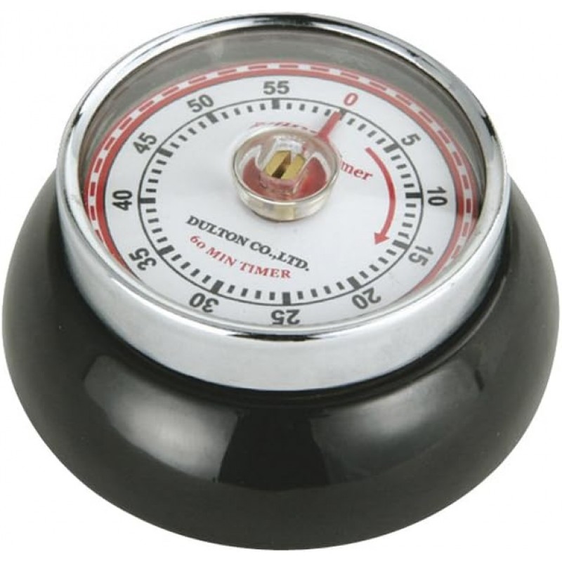 Zassenhaus Magnetic Retro Kitchen Timer, Classic Mechanical Cooking Timer (Black)