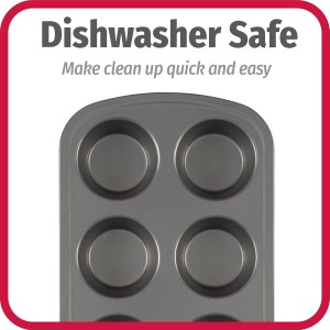 GoodCook Everyday Nonstick Steel Muffin Pan, 6 Cup, Gray