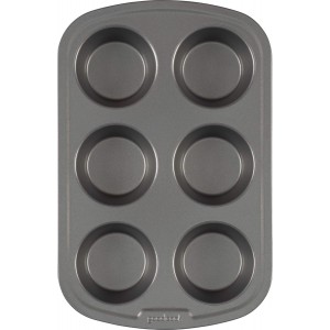 GoodCook Everyday Nonstick Steel Muffin Pan, 6 Cup, Gray