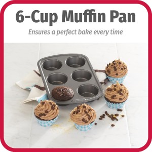 GoodCook Everyday Nonstick Steel Muffin Pan, 6 Cup, Gray