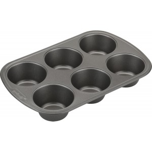 GoodCook Everyday Nonstick Steel Jumbo Texas Muffin Pan, 6-cup, Gray