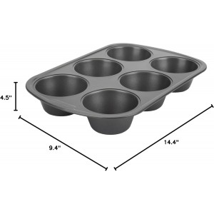 GoodCook Everyday Nonstick Steel Jumbo Texas Muffin Pan, 6-cup, Gray