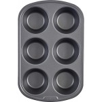 GoodCook Everyday Nonstick Steel Jumbo Texas Muffin Pan, 6-cup, Gray