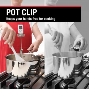 CDN Digital Thermometer Long 8'' Stainless Steel Stem, Adjustable Pot Clip, Preset Candy Stages with Audio/Visual Alerts, Instant Read For Cooking, Deep Frying & Oil - DTC450