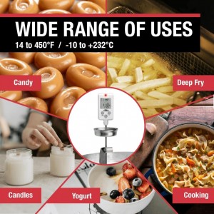 CDN Digital Thermometer Long 8'' Stainless Steel Stem, Adjustable Pot Clip, Preset Candy Stages with Audio/Visual Alerts, Instant Read For Cooking, Deep Frying & Oil - DTC450
