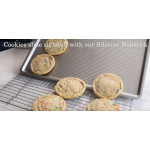USA Pan Bakeware Cookie Sheet, Large, Warp Resistant Nonstick Baking Pan, Made in the USA from Aluminized Steel,Silver