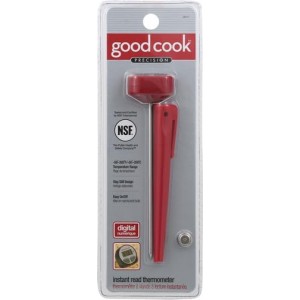 GoodCook Everyday Digital Instant Read Food Thermometer, Stainless Steel Probe, Fahrenheit & Celsius Display, Pocket Sleeve Included