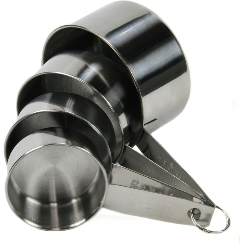 Chef Craft Select 4 Piece Measuring Cup Set, 1/4, 1/3, 1/2 and 1 cup, Stainless Steel