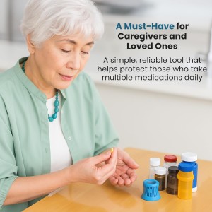 Jokari Easy Open Medicine Bottle Opener with 4x Magnifier for Seniors and Arthritis Built-in Cap Grip Tool for Pill Bottles Prescription Labels Vitamins and Supplements