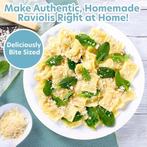 Ravioli Mold with Extra Large 2.5 Inch Squares- Authentic Ravioli Tray & Press, Makes 10 Italian Raviolis at Once, Easy to Use Pasta Cutter Maker Kit, Sturdy Construction Set- Cooking Tool Accessory