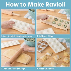 Ravioli Mold with Extra Large 2.5 Inch Squares- Authentic Ravioli Tray & Press, Makes 10 Italian Raviolis at Once, Easy to Use Pasta Cutter Maker Kit, Sturdy Construction Set- Cooking Tool Accessory