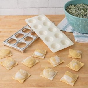 Ravioli Mold with Extra Large 2.5 Inch Squares- Authentic Ravioli Tray & Press, Makes 10 Italian Raviolis at Once, Easy to Use Pasta Cutter Maker Kit, Sturdy Construction Set- Cooking Tool Accessory