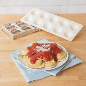 Ravioli Mold with Extra Large 2.5 Inch Squares- Authentic Ravioli Tray & Press, Makes 10 Italian Raviolis at Once, Easy to Use Pasta Cutter Maker Kit, Sturdy Construction Set- Cooking Tool Accessory