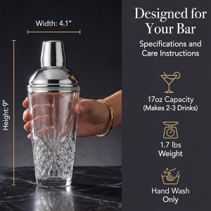 Godinger Dublin Cocktail Shaker, Martini Shaker, 17oz