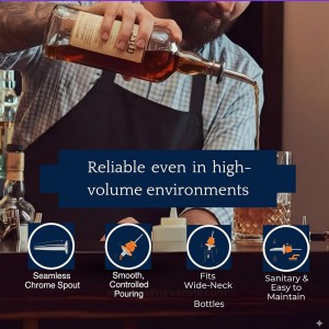 285-50 Chrome Tapered Pourer Dispenser, Spouts Liquor Bottle Pourer with Poly-Cork, Black/Silver, 12 Units