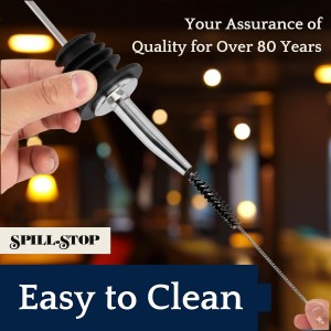 285-50 Chrome Tapered Pourer Dispenser, Spouts Liquor Bottle Pourer with Poly-Cork, Black/Silver, 12 Units