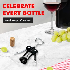 Chef Craft Select Metal Winged Corkscrew, 6.5 inch, Black and Chrome