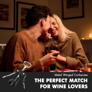 Chef Craft Select Metal Winged Corkscrew, 6.5 inch, Black and Chrome