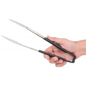 Vollrath 4781220 Jacobs's Price 12-Inch 1-Piece Tong, Stainless Steel, Black Handle