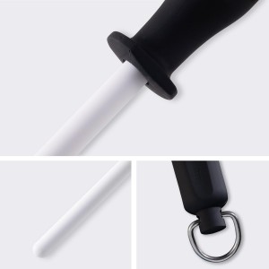 Messermeister 12” Ceramic Sharpening Rod - Knife Sharpener - Fine 1200 Grit - Ceramic Core, Large Sharpening Surface & Soft-Grip Handle