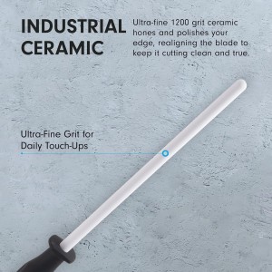 Messermeister 12” Ceramic Sharpening Rod - Knife Sharpener - Fine 1200 Grit - Ceramic Core, Large Sharpening Surface & Soft-Grip Handle