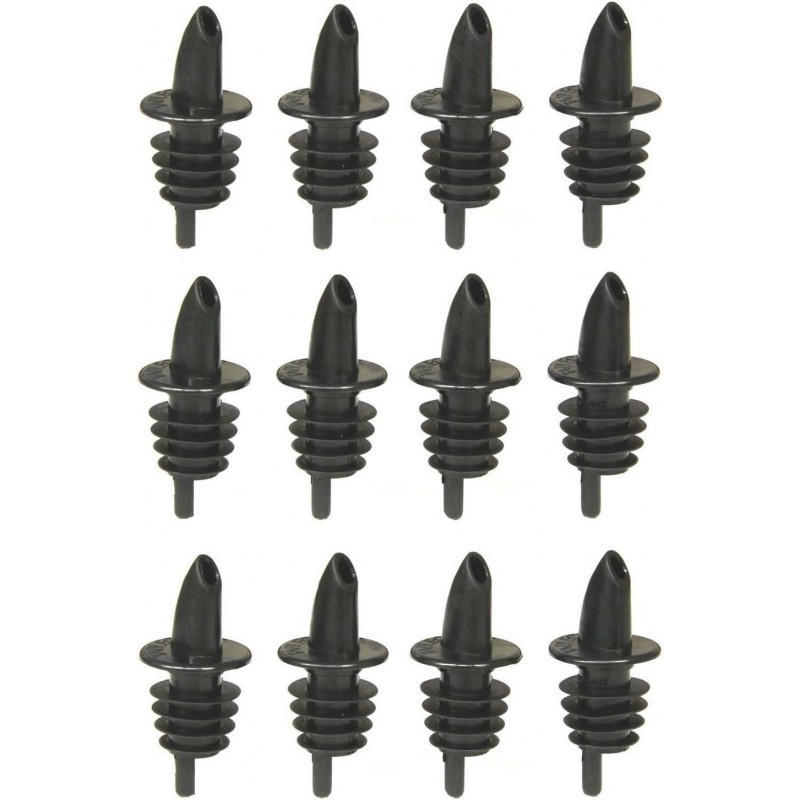 Tablecraft Free Flow Pourers, 2.5 x 1.25 Inch, 12 Count, Black